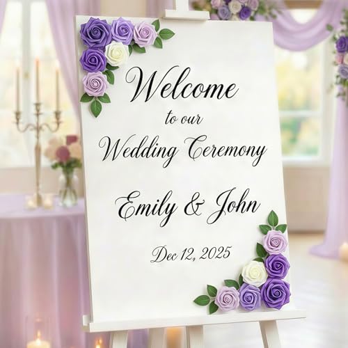 Lifewit Artificial Flowers, 25 Pcs Ivory & Purple Mix Foam Real Looking Roses with Stems, Fake Roses for DIY Wedding Bouquets, Centerpieces Arrangements, Valentine Decorations - color: Ivory & Purple Mix