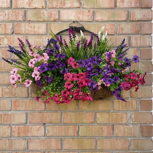 12 Bundles Artificial Flowers for Outdoors Fake Plants Fake Silk Flowers | No watering needed,Fade resistant,Bendable & flexible,Easy DIY freely,Maintain beauty long-term,Brighten up any space