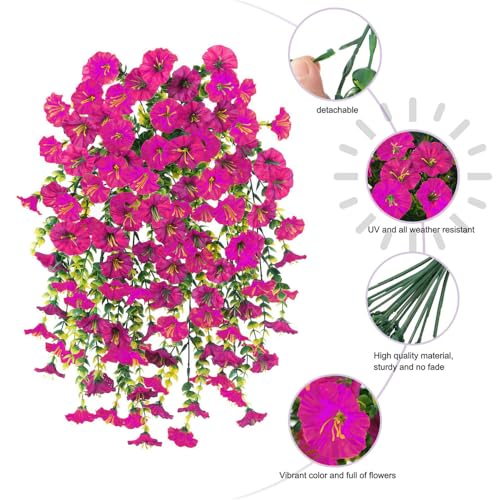 6 Pcs of Hanging Morning Glory Artificial Flowers, Upgraded Uv Resistant Artificial Hanging Flowers, Suitable for Decoration Such As Weddings, Gatherings, Courtyards, Porches, Etc (Light Purple) - color: Lavender