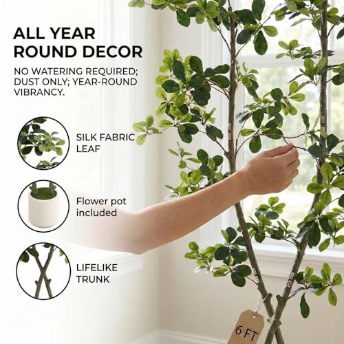 7ft Fake Olive Tree Artificial Indoor,Artificial Olive Tree with Pot,Large Olive Branches,for Home Office House Living Room Decor. - color: 7ft