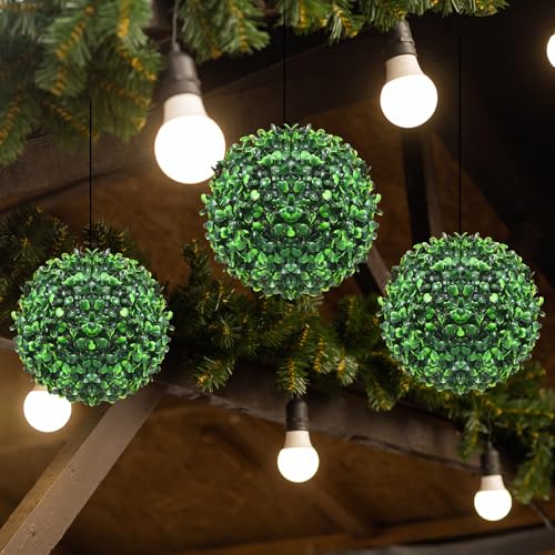 Hotop 2 Pcs 7 Inch Artificial Plant Topiary Ball 4 Layers Garden Spheres Boxwood Balls Artificial Topiaries Spheres Decorative Plants for Backyard, Balcony, Garden, Indoor Outdoor Decor(Green) - color: Green, size: 7 Inch