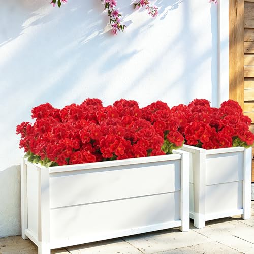 Artificial Geranium Fake Flowers for Outdoors Decoration, 6 Bundles Silk Geraniums Red Flower UV Resistant Look Real Faux Plants for Outside Planter Front Door Garden Porch Patio Balcony Yard Home - color: Red, size: 6 pack