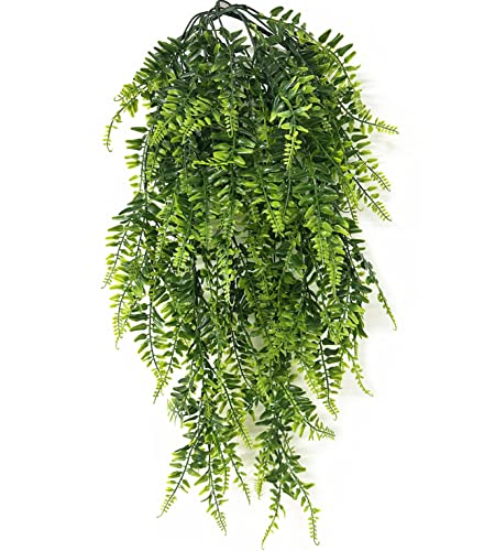 PASYOU Artificial Boston Ivy Plant, Fake Hanging Vines Plastic Plants Ferns Vine Faux UV Resistant Greenery for Indoor Outdoor Bathroom Decor Office Garden Party Wedding Baskets DIY Decoration 2 Pack - color: Boston Fern Vine/ 2 Pcs