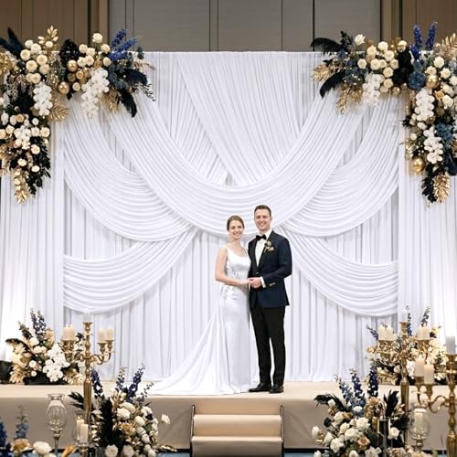 NSSONBEN 10x10 ft Wrinkle Free White Backdrop Curtains for Parties, Polyester Photo Backdrop Drapes 2 Panels 5x10ft for Wedding Birthday Party Photography Background Indoor Outdoor - color: White, size: 10ftx10ft
