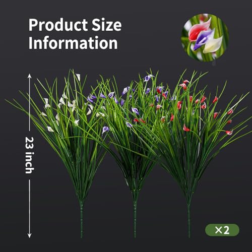 Melorca&Guilla Artificial Plants Outdoor 6PCS 23“ Fake Tall Grass,Fake Outdoor Plants,Faux Plants with Flowers for Garden Porch Window Box Shop Office Home Décor - color: Calla Lily+grass