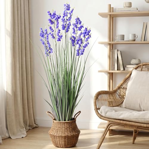Ttranewsoo Green Onions Home Decor Fake Plants Lily of The Valley Snake Plant Home DéCor Accents Artificial Grass Room Decor Artificial Plants Indoor Artificial Grass 47“ 1 Pack（Purple） - color: Purple-1pcs