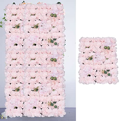 3D Flower Wall Panel Floral Backdrop,6PCS Artificial Flower Wall Background Silk Rose Mat, Artificial Flower Backdrop Faux Flower Panel for Wedding - color: 6pcs Pink-1