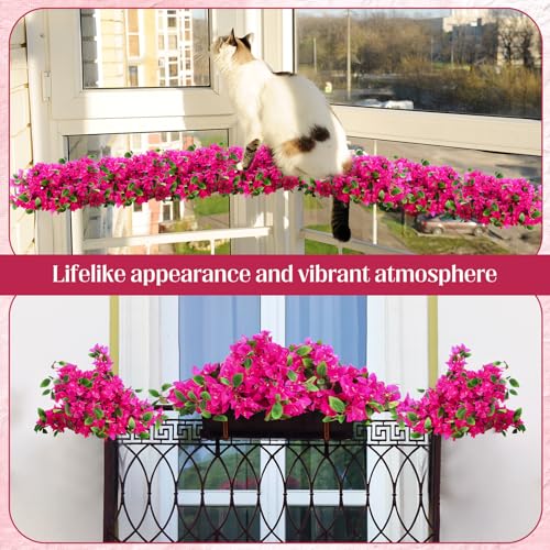30 Pcs Artificial Faux Bougainvillea Fake Flower Silk Bougainvillea Branches UV Resistant Outdoor Indoor Decoration for Wedding Home Centerpieces Outside Decor (Rose Purple) - color: Rose Purple