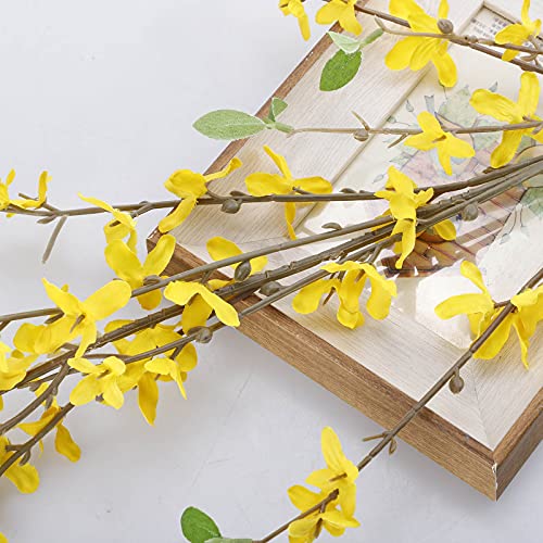 Artificial Forsythia Flowers,1Pcs 39.4 inch Artificial Forsythia Blossom Jasmine Stems Fake Silk Forsythia Branches for Flower Arrangement Wedding Home Office Decoration - size: 1PCS