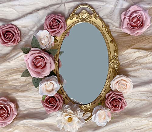Roses Artificial Flowers Pink Silk Peonies Bulk for DIY Wedding Bouquet Bridal Baby Shower Decorations Fake Floral Arrangements Faux Flower Centerpieces for Table Home Decor Indoor Dusty Blush Box