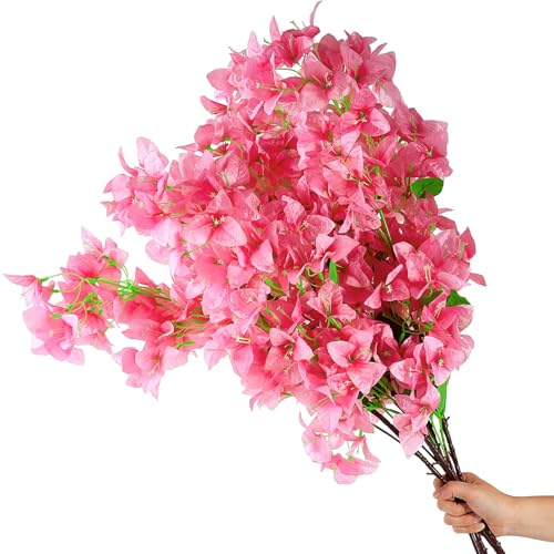 20 PCS Silk Bougainvillea Artificial Flowers，UV Resistant, 36 Branches, Long Stems Faux Flower, Realistic Fake Bougainvillea Vines, for Wedding Porch Home Party Garden DIY Decor - 38 inch (Pink) - color: 38inch Pink, size: 20 Pcs