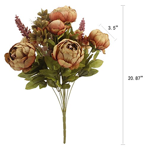 Duovlo Fake Flowers Vintage Artificial Peony Silk Flowers Wedding Home Decoration,Pack of 1 (Coffee) - color: Coffee