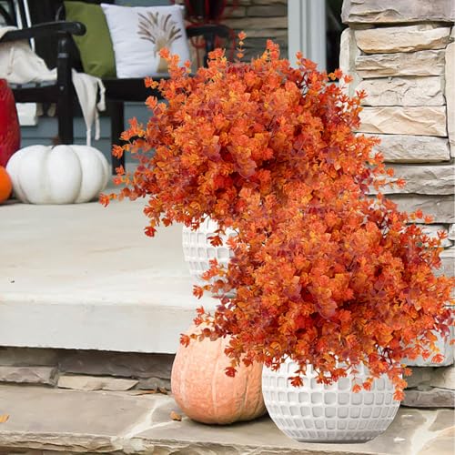 NETAP Outdoor Artificial Flowers UV Resistant, 20 Bundles Fake Realistic Floral Greenery Plants for Outside Porch, Window Boxes, Garden, Yard, Inside Home Table Decor,RedOrange - color: Redorange