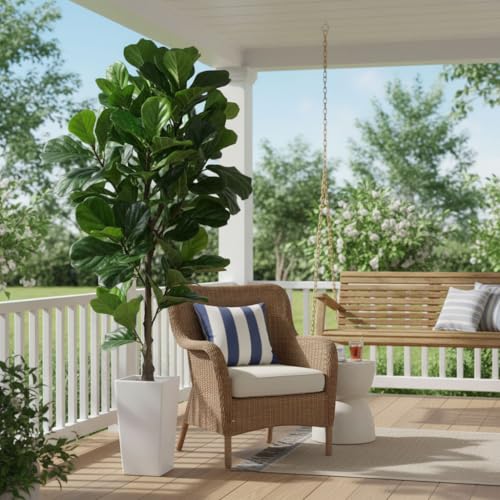 Aveyas 6ft Artificial Fiddle Leaf Fig Tree for Home Decor, 6 Feet Large Faux Plant Fake Ficus lyrata Silk Trees with Pot for Indoor Outdoor House Living Room Office (6 ft Tall Including Raised Pot) - color: Fiddle Leaf Fig Tree (6ft)