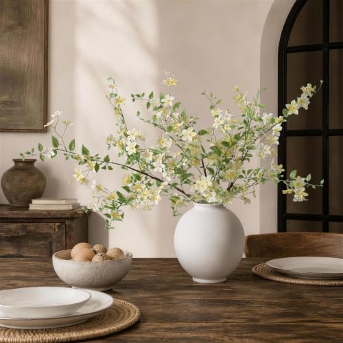 Fake Flowers, 3 Pcs Artificial Flowers Greenery Stems Faux Greenery Stems Branches for Vases Realistic Silk Real Touch Spring Greenery Stems Bulk Bedroom Office Wedding Table Summer Home Decor - color: Yellow