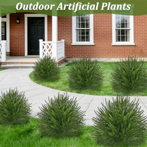 2 Pack 24'' Artificial Norfolk Topiary Ball Trees, Realistic Norfolk Pine Topiary with Spike Fake Ball Shrubs Plants Pot Fillers Outdoor Front Porch Door Garden Yard Decorations - color: Norfolk