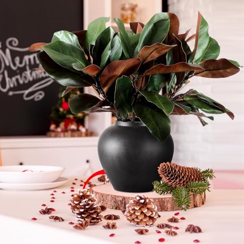 Thiccywoov 6 Pcs Magnolia Artificial Leaves Branches 3D Magnolia Pick Faux Stems Twigs Realistic Touch Faux Greenery Table Centerpiece for Spring Vase Filling Farmhouse Home Office (Green,22 Inch) - size: 22 inch
