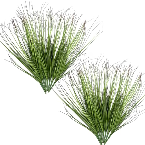 Artificial Plants Fake Wheat Grass Tall Shrubs, Faux Greenery Plastic Leaf Plant Indoor Wedding Bouquet Decor Home Garden Christmas Party Centerpieces Hotel Hall Decoration - Tail End Red 16 Bundles - color: Grass - Tail End Red - 16 Pack