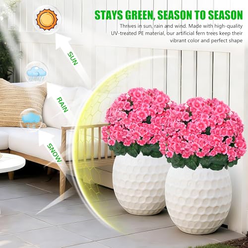 Yangrass Artificial Topiary Pink Flowers for Outdoors, Fake Bushes Topiary Ball Trees Set of 2 with Ground Spikes, Lifelike UV Resistant Faux Plants for Front Porch Garden Patio Decor - color: Pink Crabapple Blossoms