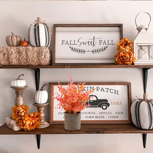 Coferset 2 Pack Fall Small Fake Plants Eucalyptus Potted Artificial Plants Fall Decorations for Home Shelf Office Bathroom Desk Farmhouse Room Coffee Table Decor Fall Decor (Fall Orange) - color: Orange-small