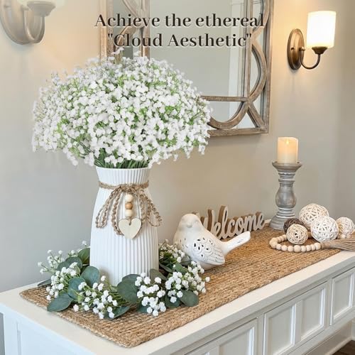 DomeStar Babys Breath Artificial Flowers - 11PCS 21" Real Touch Fake Gypsophila Bouquet for Wedding Centerpieces, Home Table Decor, DIY Floral Arrangement