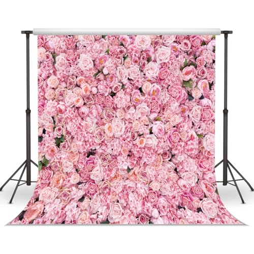 Flower Wall Backdrop Pink Rose Floral Photography Backdrop Ideal for Wedding Valentine's Day Girl's Party Portrait Photo Shoots Bridal Showers Studio Props 10x10FT 11990 - size: 10x10FT