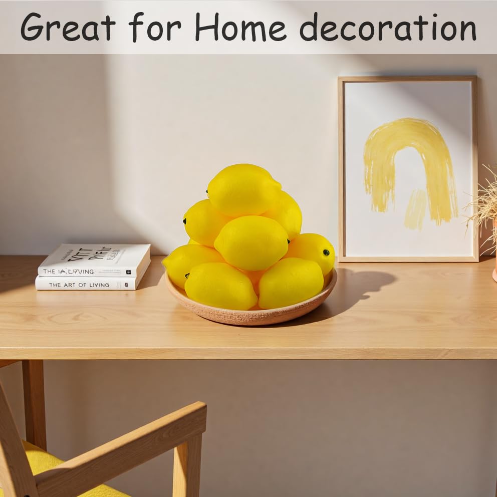Artificial Lemons Simulation Lifelike Small Lemons Fake Fruit for Home Kitchen Wedding Party Decoration Photography 12pcs Set (Yellow) - size: 12 Pcs - Normal Size