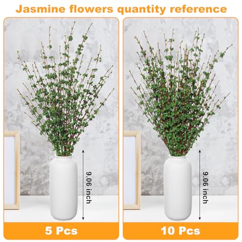 Wootkey 5 Pcs 29.5" Green Long Stem Artificial Jasmine Flowers Dry Branches for Home Office DIY Floral Art Plant Wedding Spring Table Centerpieces Yard Outdoor Party Decoration - color: Green, size: 5pcs-29.5''