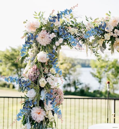 6 PCS Blue Delphinium Artificial Flowers, Long Stem Artificial Flowers with Bendable Stems, Silk Larkspur for Tall Vase Home Garden Wedding Table Decor - color: Blue