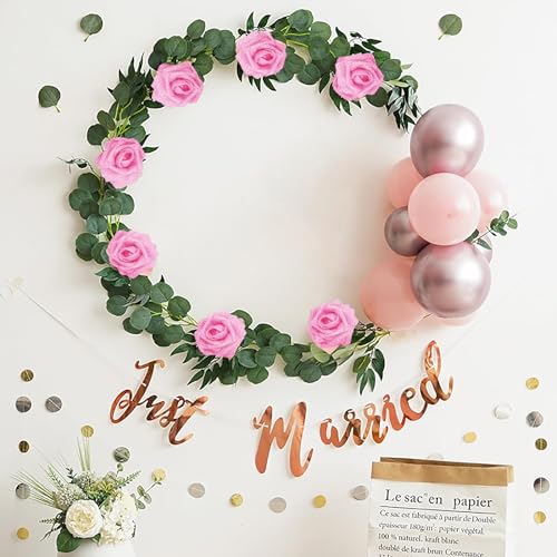 IPOPU Pink Glitter Roses,25PCS Fake Roses Sparkle Roses Bouquet Roses Artificial Flowers with Stems for Cake Wedding Bouquet Home Party Decoration(Dark Pink) - color: Dark Pink