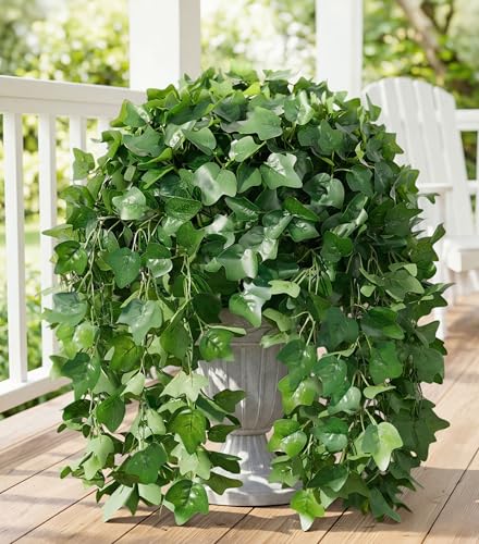 Faux Outdoor Plants Fake Hanging Plants for Outdoors Outside Decorations, 2 Pcs Green Fake Ivy Vines Realistic UV Resistant Artificial Greenery for Planters Porch Garden Yard Front Door Patio Indoor - color: Ivy Vine-green