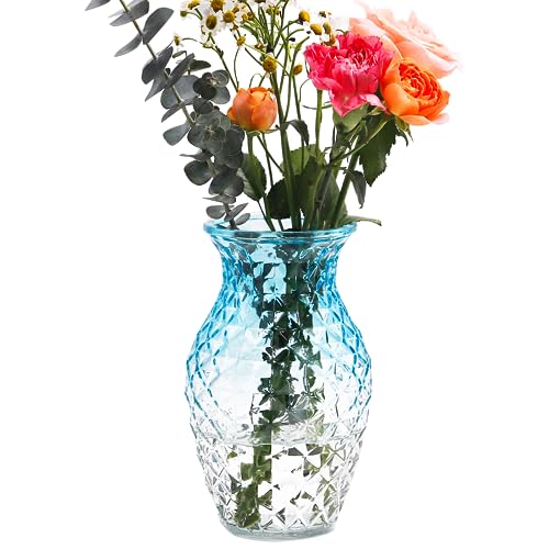 Vase for Flowers Small Glass Vases for Home Decor Table Centerpieces Living Room Bedroom Bookshelf Kitchen Modern Office Wedding Decoration Vintage Flower Vases Blue White - color: Blue White