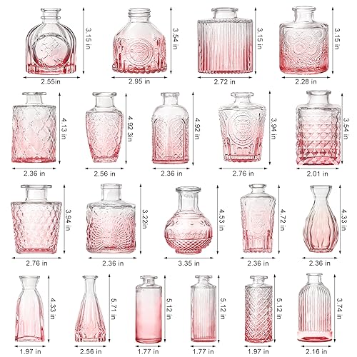 Arme Bud Vase Set of 32, Pink Vases in Bulk Bud Vase for Flower Small Glass Vases for Wedding Centerpieces, Vintage Cute Mini Flower Vase, Home Table Flower Decor - color: Pink-32pcs, size: 32 Pcs