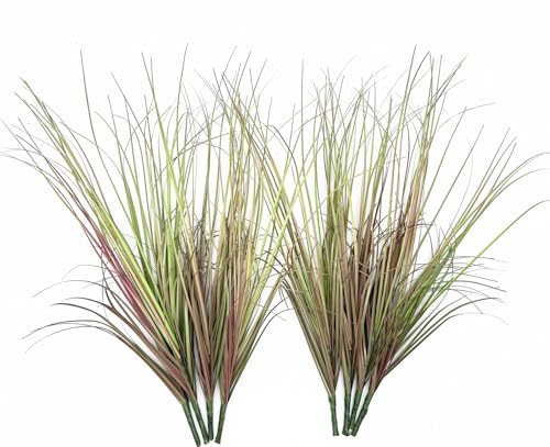 Artificial Grass Plants, Faux Wheat Grass Shrubs Fake Greenery Stems Tall Weed Plant Flowers Decor for Indoor Outdoor Farmhouse Garden Room Home Vase Wedding Party DIY Table Decoration (Purple) 8 Pack - color: Grass - Purple 8 Pack