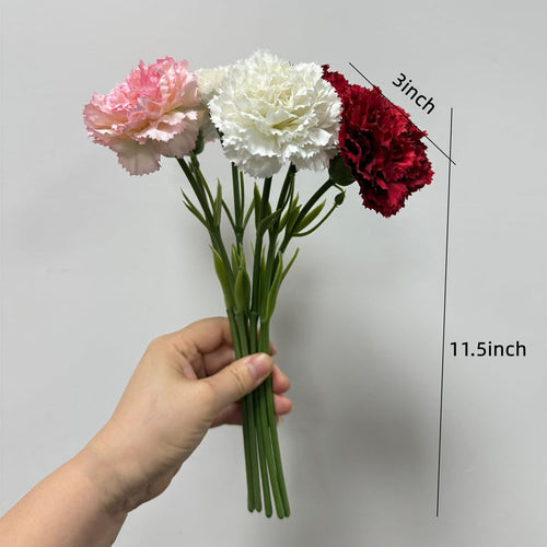 10 Stem Artificial Flowers Carnations Bouquets,11inch Real Touch Flowers with Stems,Silk Petals Fake Flowers Forever Plants for Wedding Flower Bouquet Centerpieces Bridal Shower Birthday (Red) - color: Red