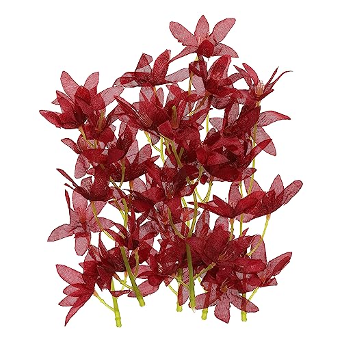 PATIKIL 7 Inch Artificial Orchid Flower, 24 Pcs Floating Candles Simulation Flower Cylinder Vase Fillers for Home Wedding Decoration, Burgundy - color: Burgundy