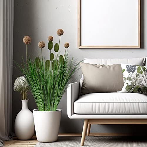 Tigeen 18 Pcs 33 Inch Faux Grasses for Outdoor Planters, UV Resistant Fake Tall Grass, Artificial Grass Plants for Outdoor Decor, Artificial Greenery Stems Weed for Room Home Summer Vase Decor (Green)