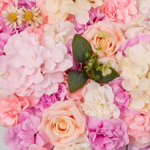 3D Flower Wall Backdrop 6 Pack, 24x16 Inch Pink & Purple Artificial Rose Panels for Wedding, Party, Photo Studio, Home & Fence Decor - color: Pink and Purple, size: 6PCS-16x24