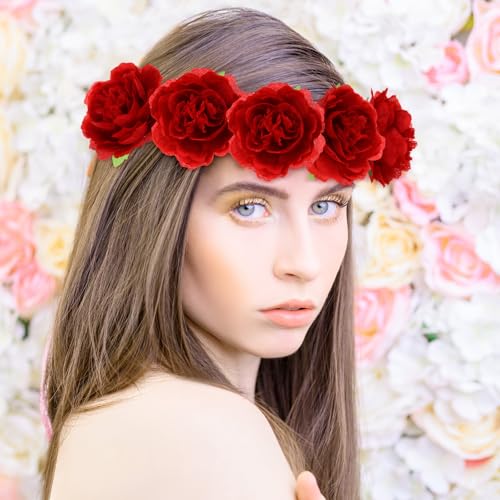 Thiccywoov 50 Pcs Artificial Flowers, 3.2 Inches Silk Rose Head Flowers Fake No Stem for Wedding Bridal Bouquet Home Floral Decor DIY Centerpieces Arrangements Party Tables Decoration(Red) - color: Red