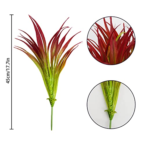 16Pcs Artificial Grass Fake Plants 17.3in Outdoor Plants UV Resistant Greenery Stems Fake Grass for Home Window Garden Office Patio Pathway Front Porch Décor Light Green & Red - color: Light Red &Green, size: 16 Pcs