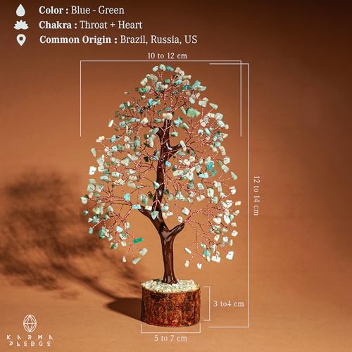 Crystal Tree of Life Birthday Gifts for Women, Men, Handmade Home Decor, Office, Room Decoration, Amazonite Reiki Healing Crystal Chakra Tree for Money, Good Luck Gifts for Her, Mom & Dad - color: Wooden Base Amazonite Crystal Tree