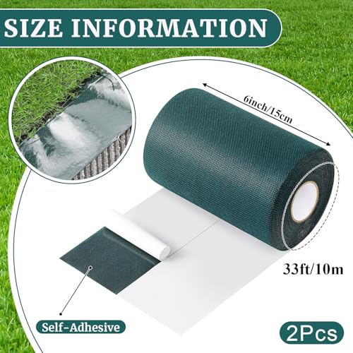 Gersoniel 2 Rolls 6 in x 33 ft Artificial Grass Turf Tape Self Adhesive Turf Seam Tape for Artificial Lawn Carpet Jointing, Indoor Outdoor Rug, Pet Grass Mat Connecting - size: 6 in X 33 ft