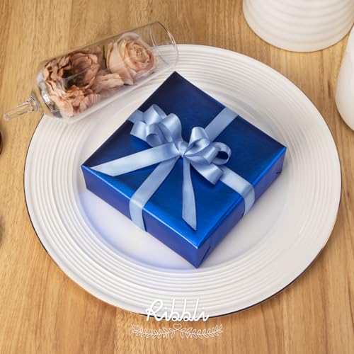 Ribbli Dusty Blue Satin Ribbon,Double Faced Satin 1/2 inch x Continuous 25 Yards,Use for Bows Bouquet,Gift Wrapping,Wedding Decoration,Floral Arrangement - color: Blue Dusty, size: 1/2 inch