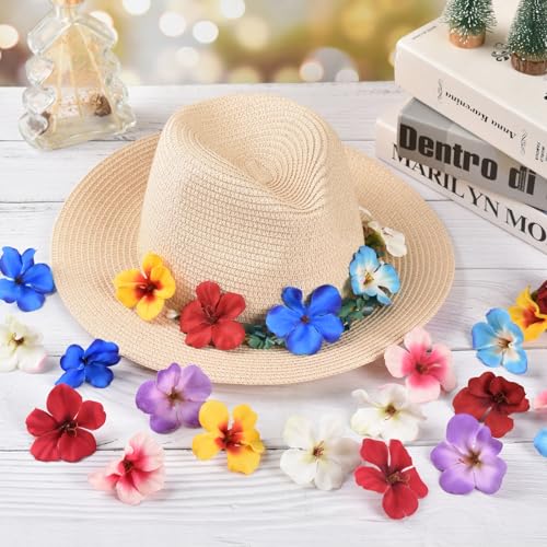 50PCS Artificial Orchid Flower Heads, Fake Orchid Flowers Head Silk Bulk Flower for Craft Bridal Hair Clips Dress Party Supply Table Decorative (Mix Colour)