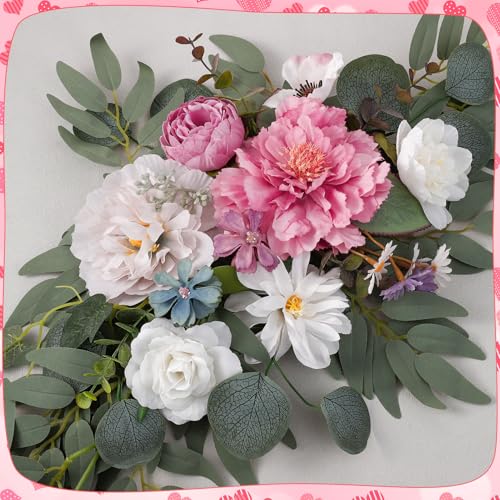Wedding Arch Decorations 2 Pack - Reusable Artificial Hanging Flowers Floral Swag Greenery Garland for Wedding Welcome Sign Backdrop Bridal Ceremony Reception Backdrop, Baby Shower - color: Pink+white+green