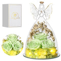 Mothers Day Rose Gifts for Women Preserved Flowers in Glass Angel Forever Flowers Gifts Eternal Roses Gifts for Grandma, Green - color: Green