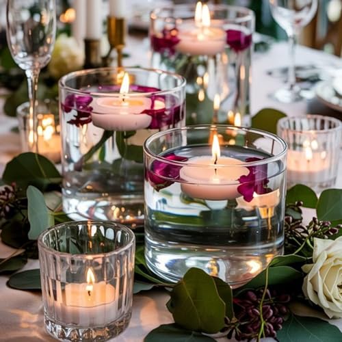 12 Pack Glass Cylinder Vases for Centerpieces 4 Inch Tall Clear Bulk Flower Vase Hurricane Floating Candle Holder for Table Home Decoration Wedding Holiday Floral Shelf Party Dining Decor - size: 4 Inch
