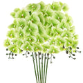M METERXITY 6-Pack Artificial Orchid Flowers 9 Large Petals 37 Inch Faux Phalaenopsis Silk Bouquets Real Touch Dark Green Fake Orchids for Home/Wedding/Christmas/Party/Garden Office - color: Dark Green