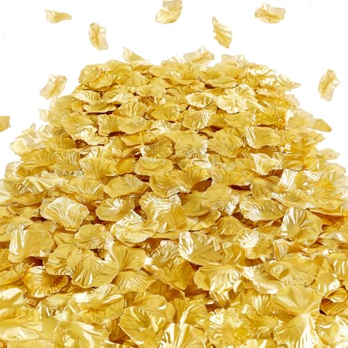 SITUMEIZI 1500PCS Gold Rose Petals Silk Rose Petals for Romantic Night for Her Set Valentine,Wedding,Party,Proposal Anniversary Decorations - color: Gold, size: 1500