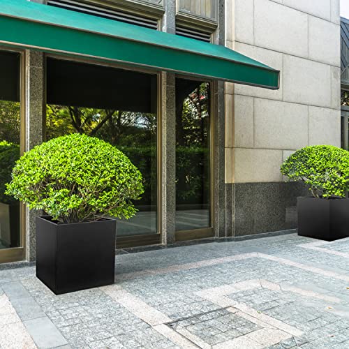 Galvanized Steel Black Planter Box Square 28 in Metal Large Planter Box Outdoor Indoor Huge Cube Heavy Duty Planter Modern Commercial Residential for Plants, Patio, Yard, Garden - color: Black, size: 28" L x 28" W x 28" H